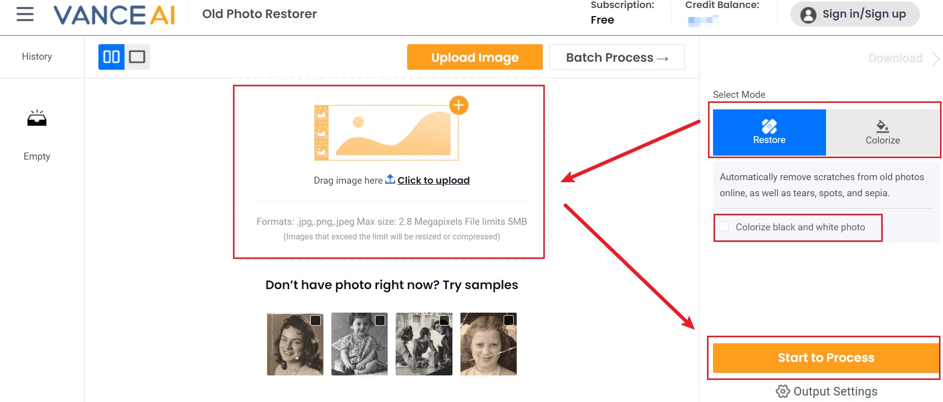 the workspace of old photo restoration